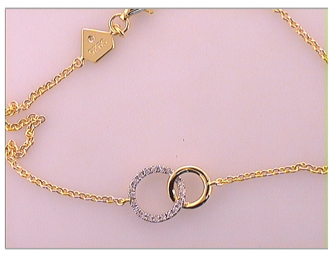 Sterling Silver 1/12ct. Diamond Bracelet--large Interlocking Circles