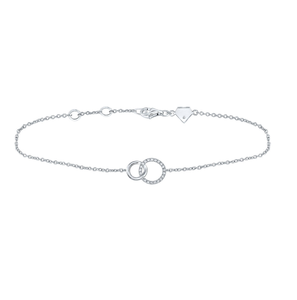 Sterling Silver 1/12ctw Diamond Bracelet-large Interlocking Circles