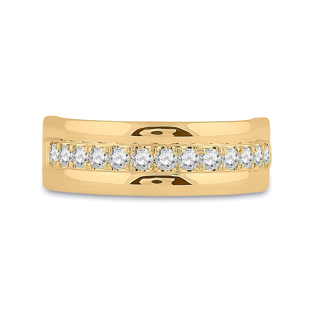 14K Yellow Or White Or Rose Gold Mens Round Diamond Wedding Single Row Band Ring , Mens Size: 7-13
