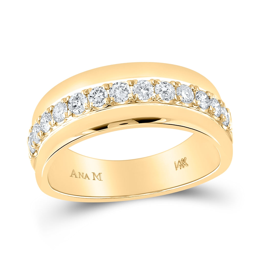 14kt Yellow Gold Mens Machine Set Round Diamond Wedding Band Ring 3/4 Cttw