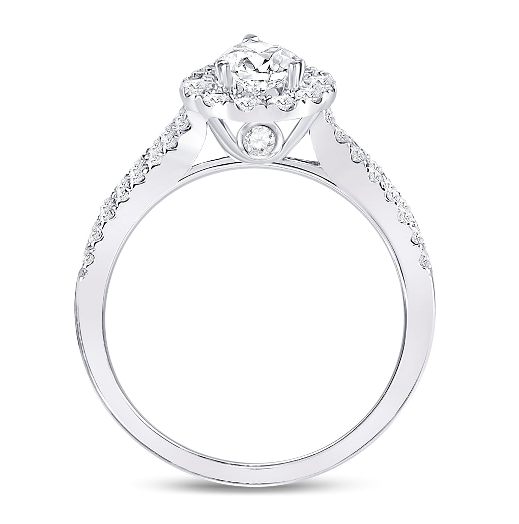 14K White Gold Pear Dia. Halo Wedding Engagement Ring 1ctw, Women's Size: 5-10