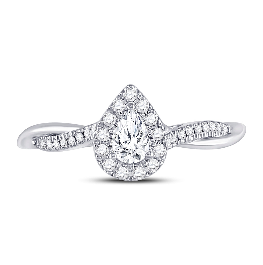 14K White Gold Pear Diamond Solitaire Bridal Wedding Engagement Ring 1/3 Cttw, Womens Size: 5-10