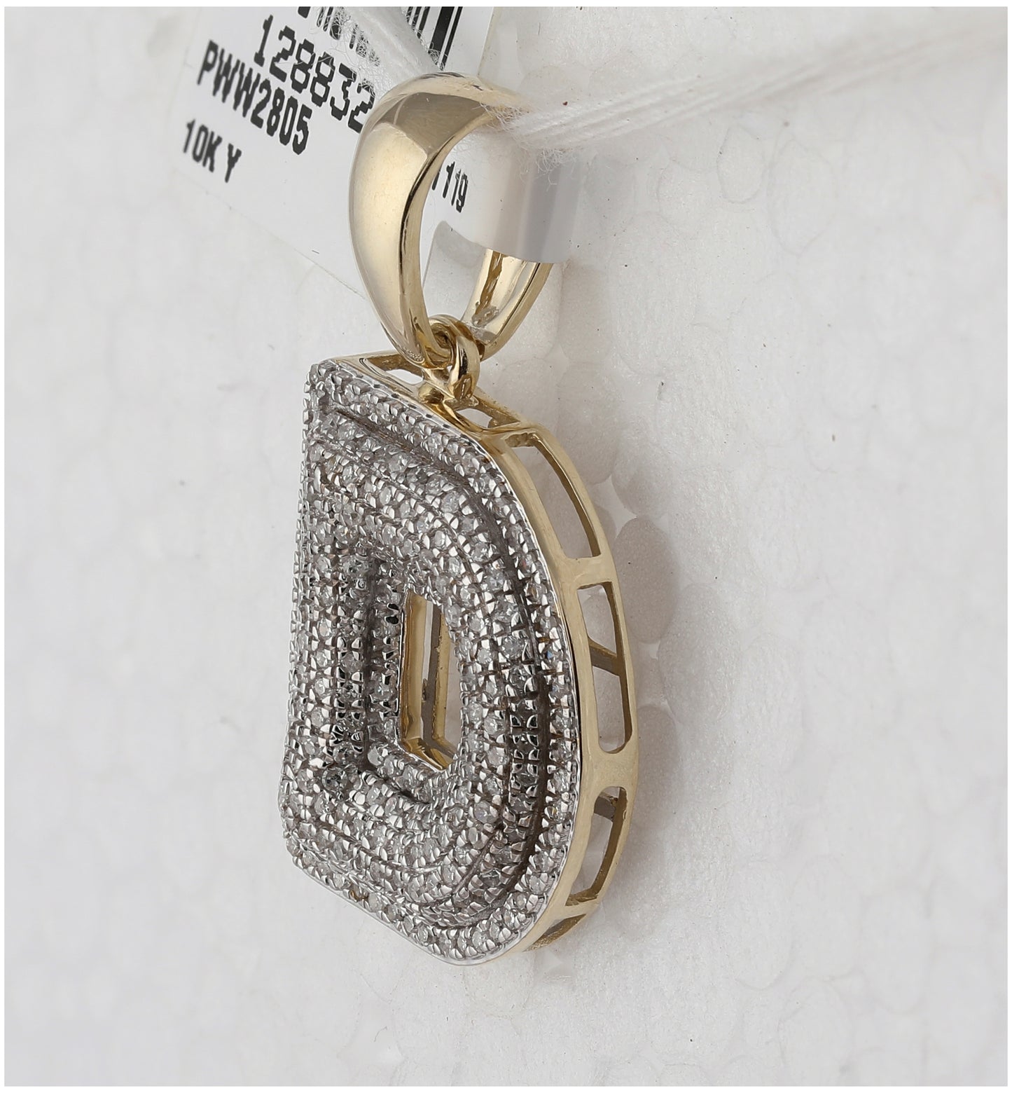 10K Yellow Gold Mens Round Diamond Initial Letter Charm Pendant