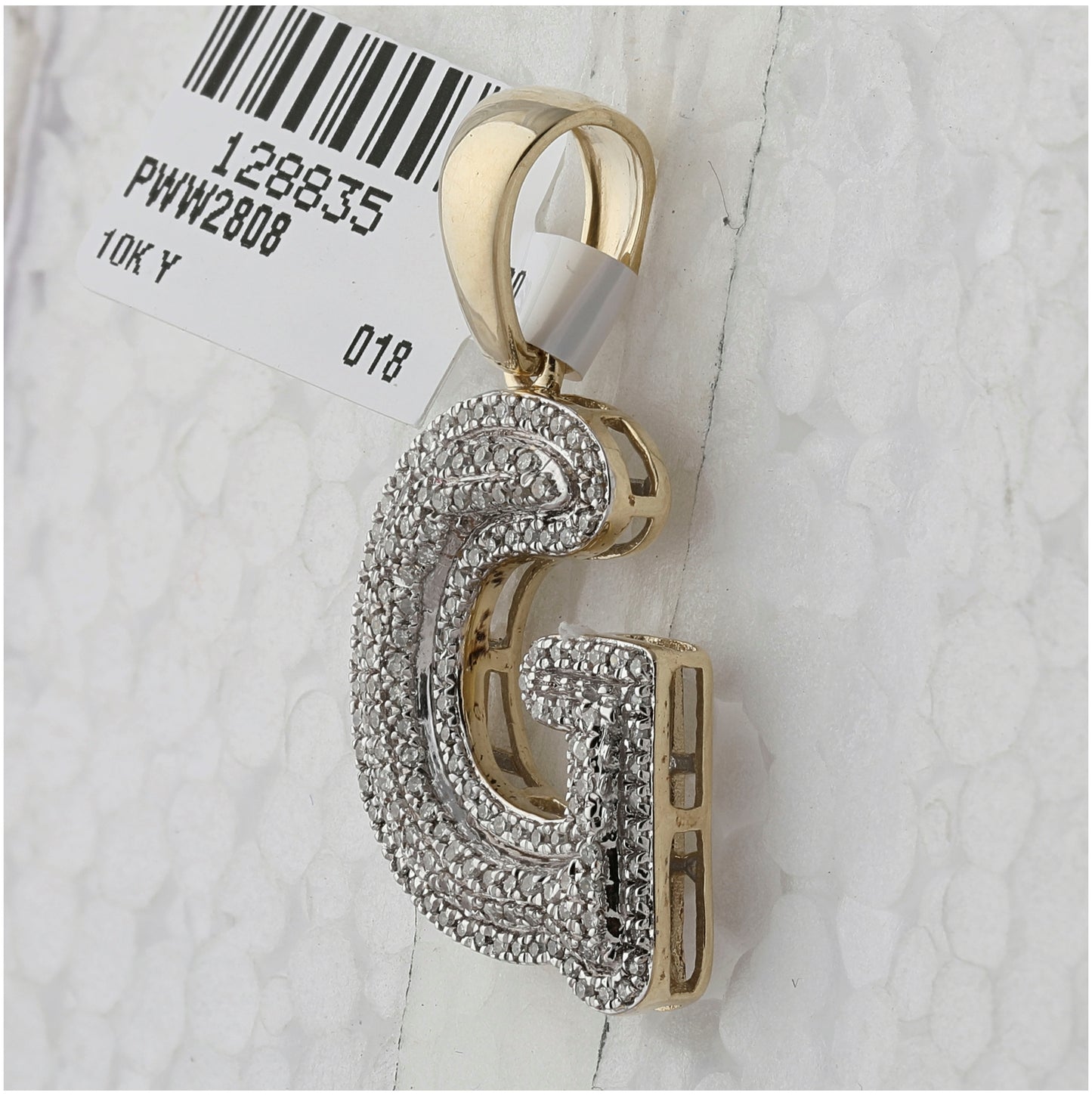 10K Yellow Gold Mens Round Diamond Initial Letter Charm Pendant