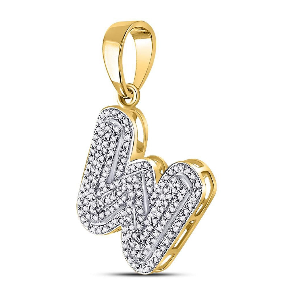 10K Yellow Gold Mens Round Diamond Initial Letter Charm Pendant