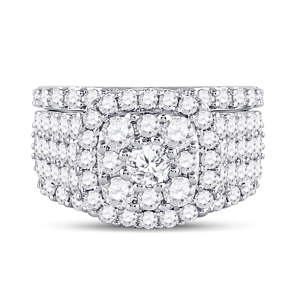 14K Yellow Or White Gold Round Diamond Cluster Bridal Wedding Ring Band Set 3-3/4 Cttw, Womens Size: 5-10