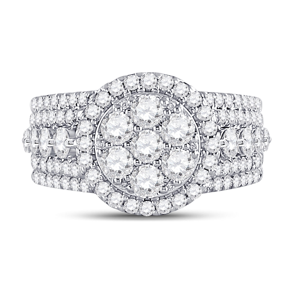 14K White Or Yellow Gold Round Diamond Cluster Bridal Wedding Engagement Ring , Womens Size: 5-10