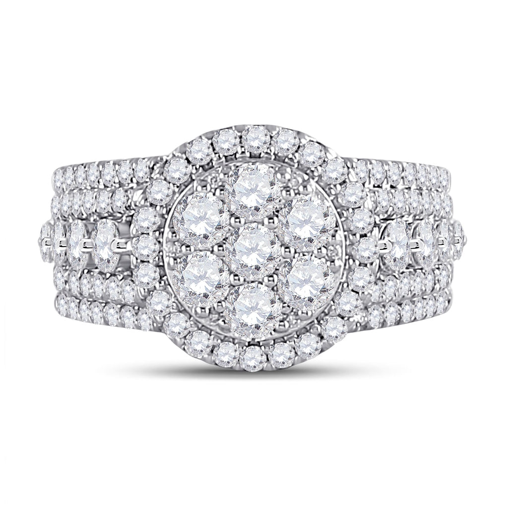 14K White Or Yellow Gold Round Diamond Cluster Bridal Wedding Engagement Ring , Womens Size: 5-10
