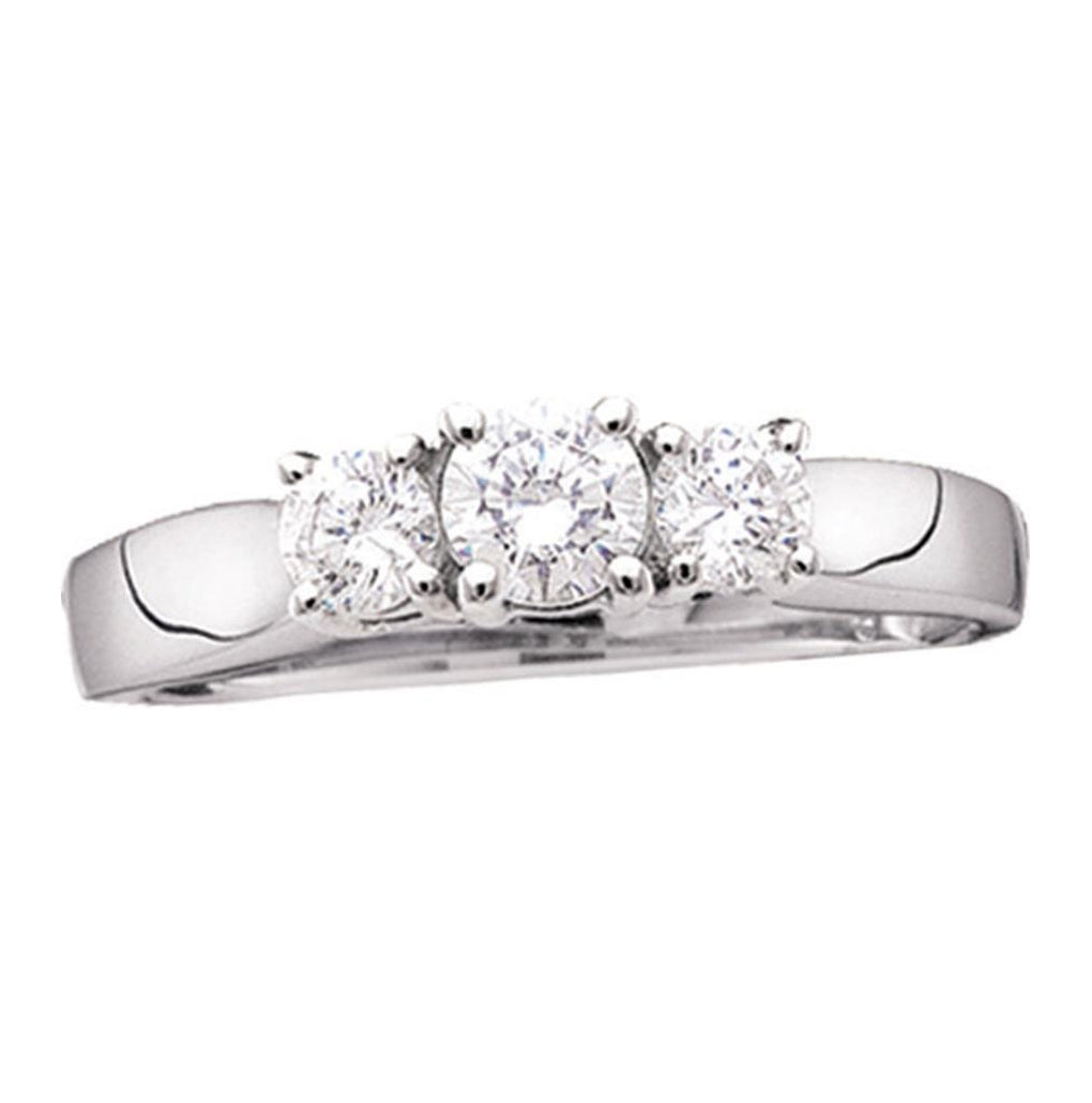 14kt White Gold Womens Round Diamond 3-stone Bridal Wedding Engagement Ring 1/4 Cttw