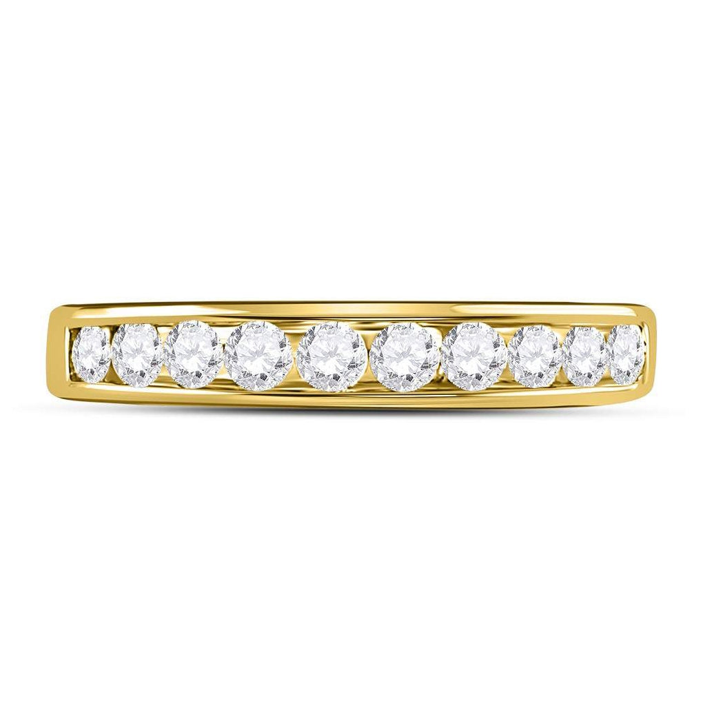 14K Yellow Or White Gold Womens Round Diamond Wedding Channel Set Band 1/2 Cttw, Womens Size: 5-10