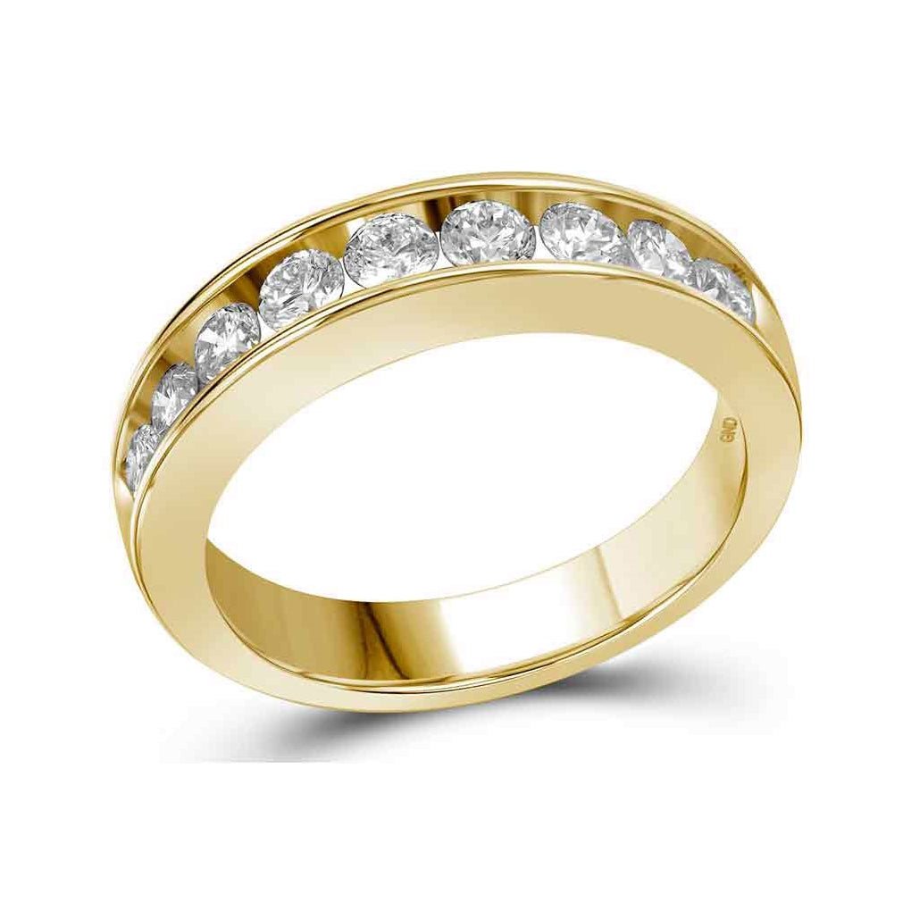 14K Yellow Gold Womens Round Diamond Wedding Channel Set Band 1 Cttw, Womens Size: 5-10