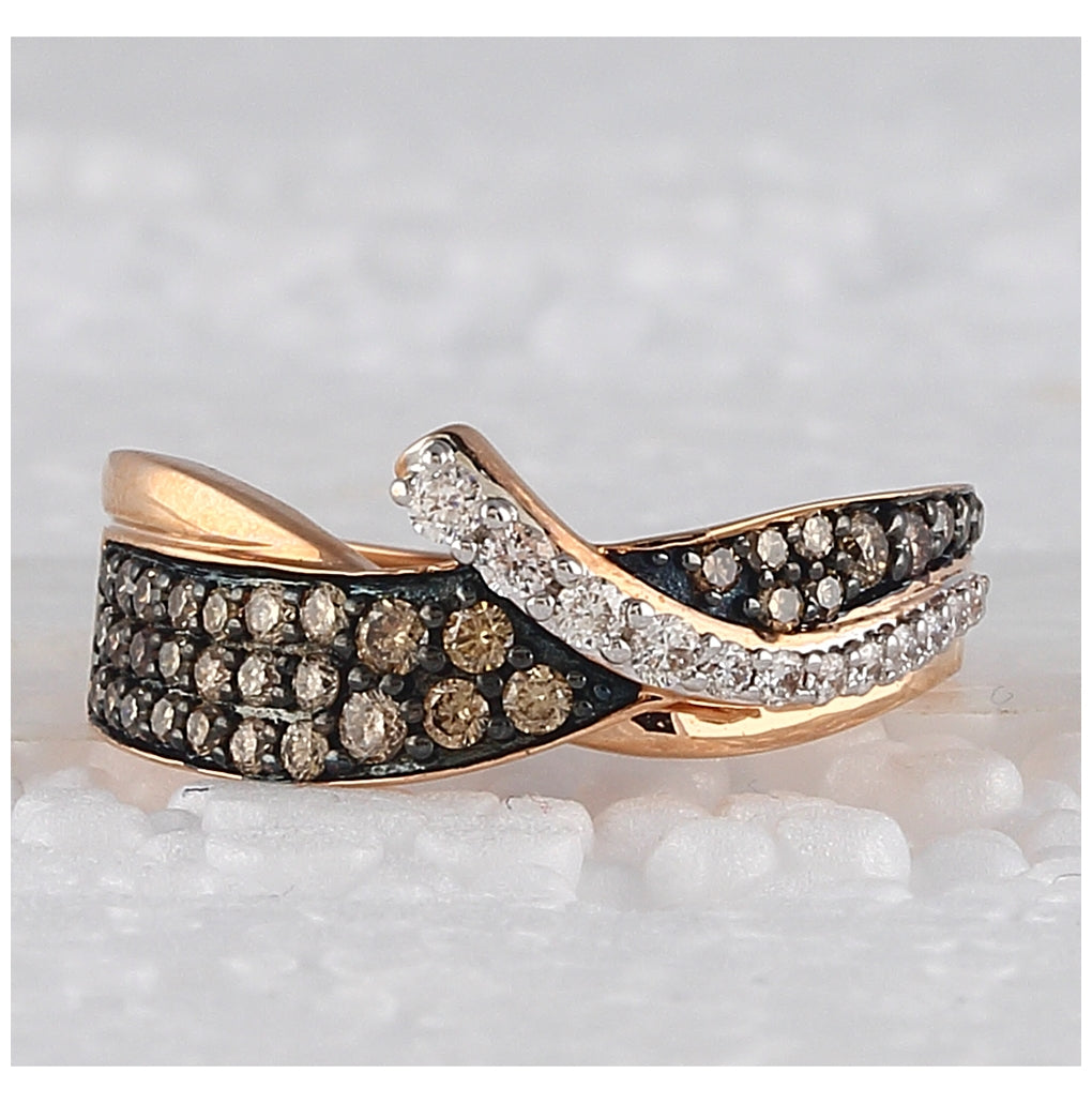 14K Rose Gold Womens Round Brown Diamond Band Ring 1/2 Cttw, Womens Size: 5-10