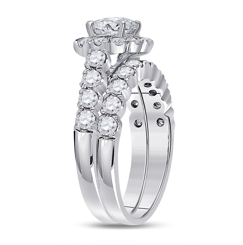 14K White Gold Round Diamond Bridal Wedding Ring Band Set 2ctw, Womens Size: 5-10