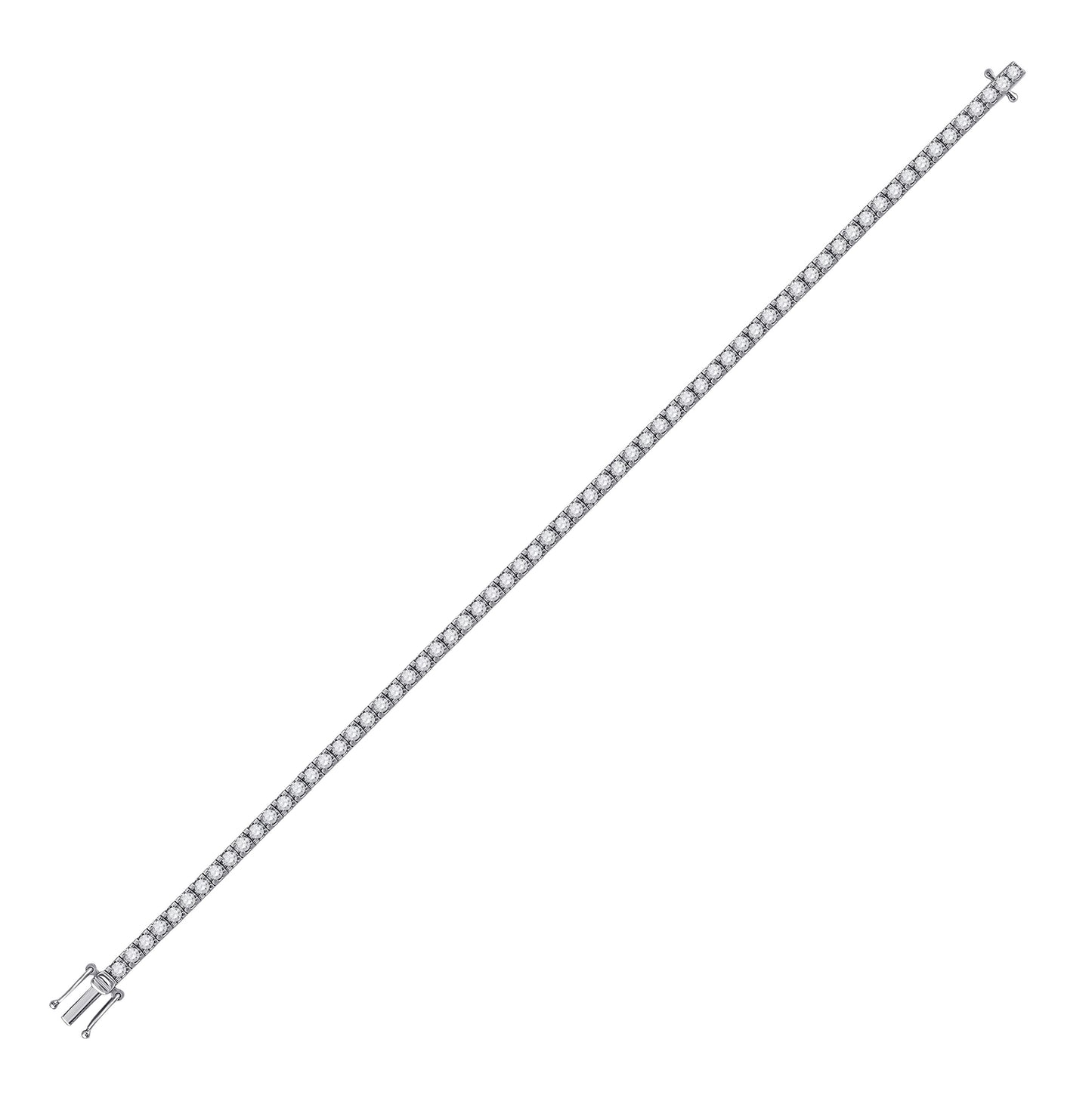 14K White Gold Womens Round Diamond Classic Tennis Bracelet 3 Cttw