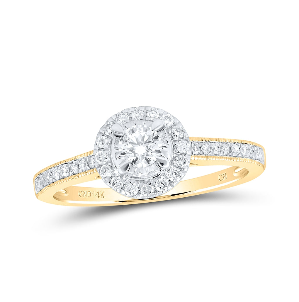 14kt Yellow Gold Womens Round Diamond Solitaire Bridal Wedding Engagement Ring 3/8 Cttw (certified)