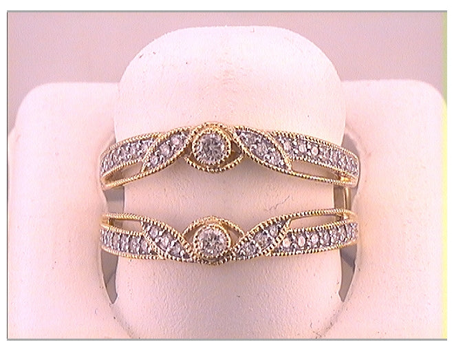 14kt Yellow Gold Womens Round Diamond Wrap Ring Guard Enhancer 1/3 Cttw