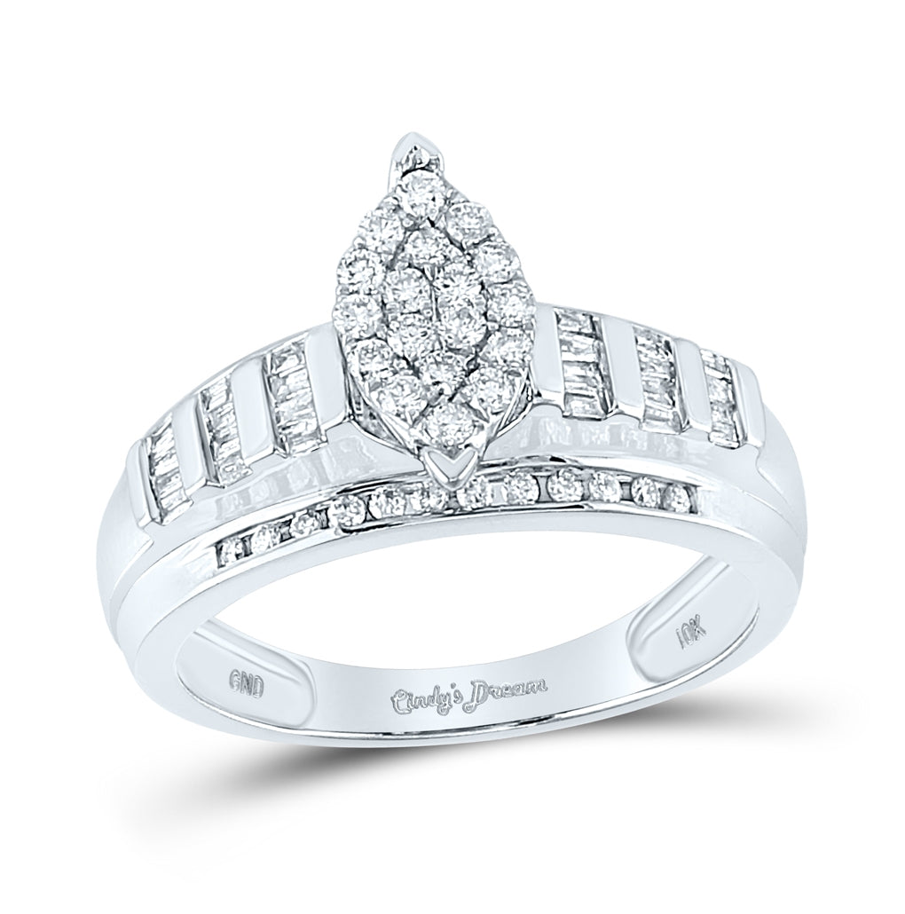 10kt White Gold 1/2ctw Diamond Fashion Ring Size 5