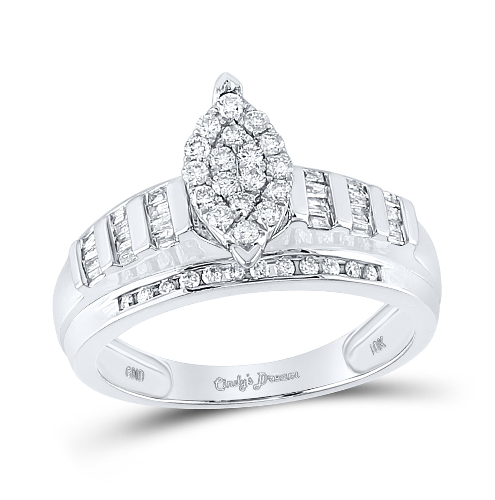 10kt White Gold 1/2ctw Diamond Fashion Ring Size 6