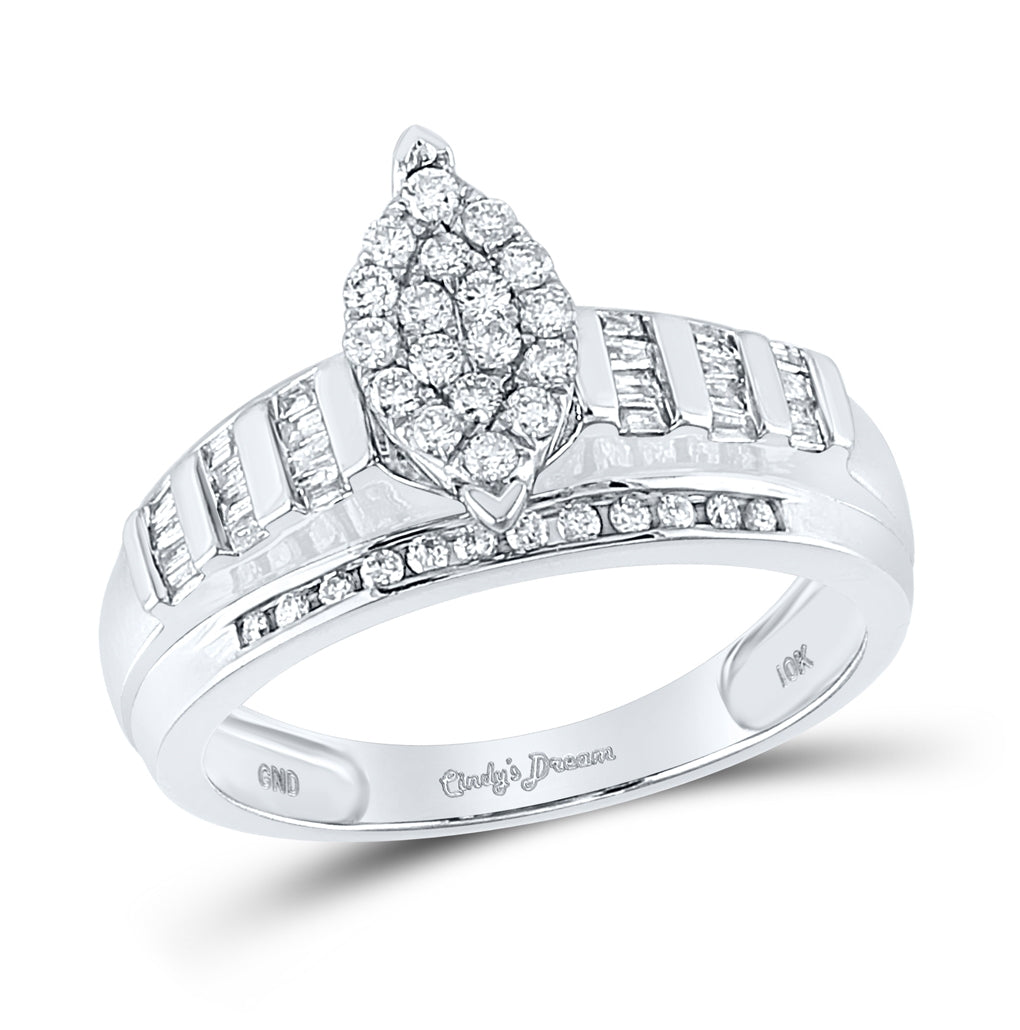 10kt White Gold 1/2ctw Diamond Fashion Ring Size 9