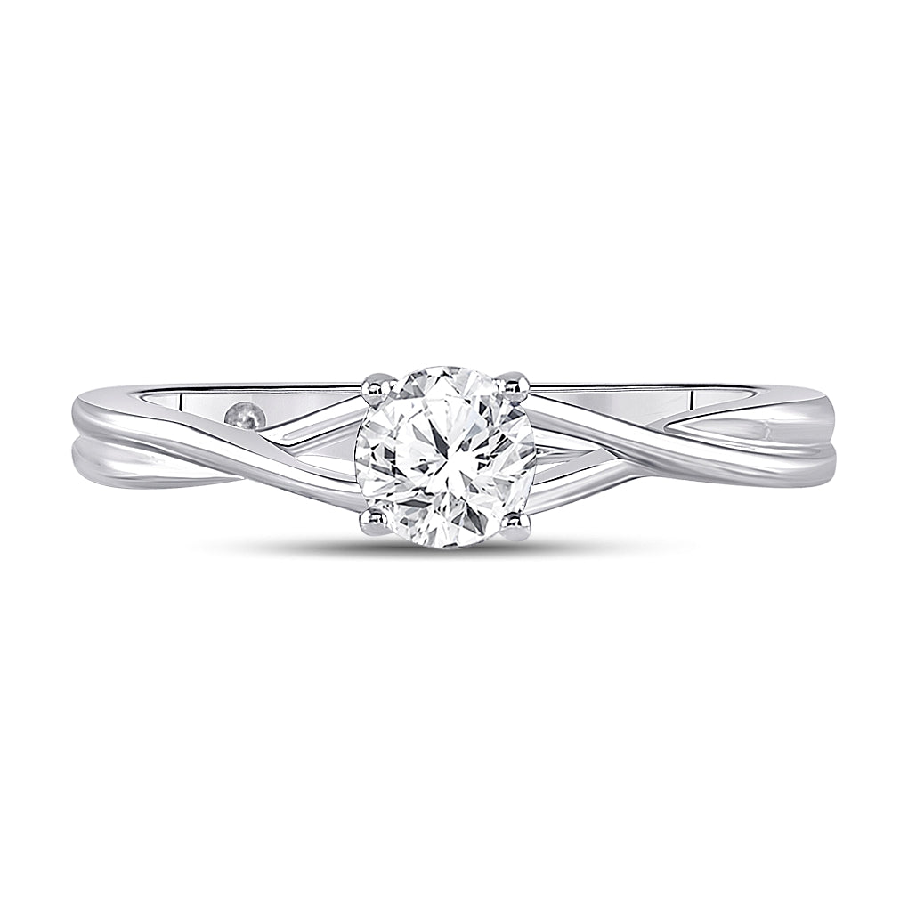 14K White Gold Womens Round Diamond Solitaire Bridal Wedding Engagement Ring 1/2ctw, Women's Size: 5-10