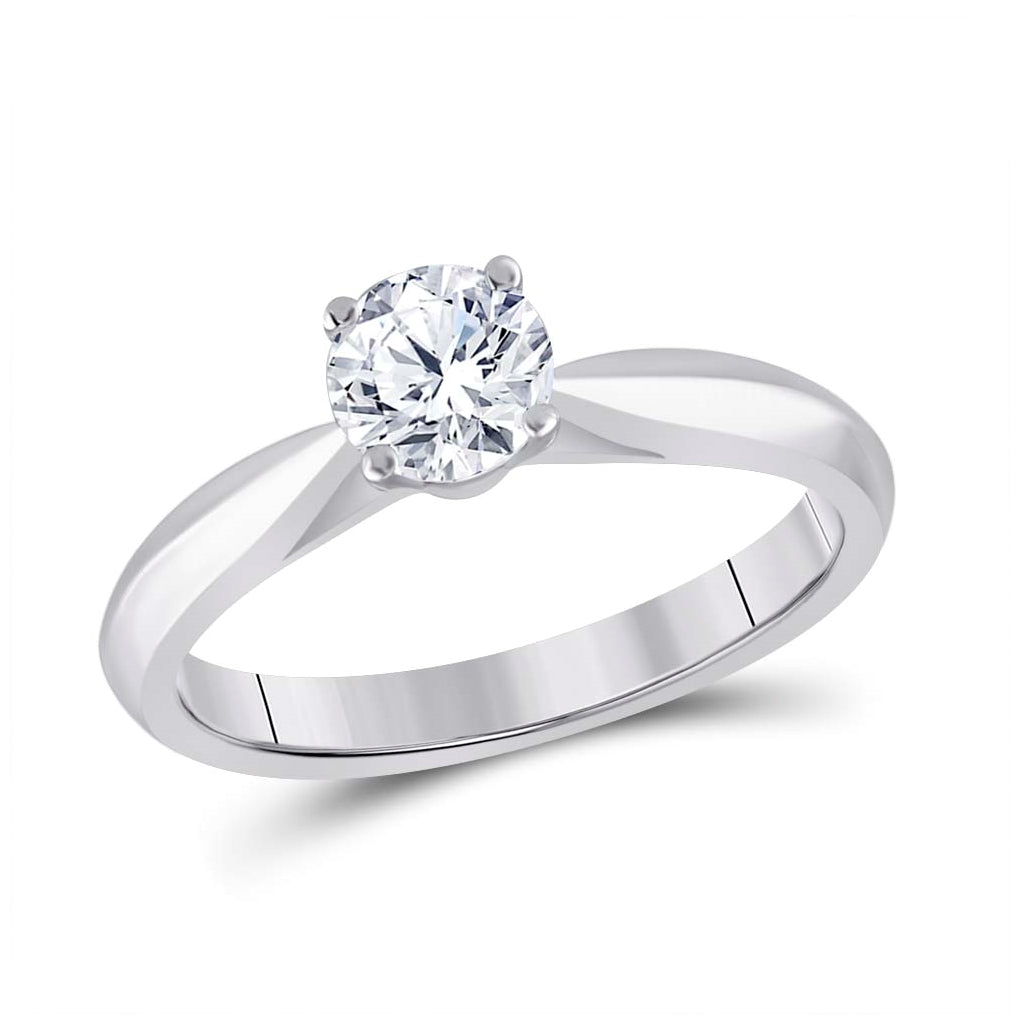 14kt White Gold Women's Round Diamond Solitaire Bridal Wedding Engagement Ring 3/4ctw (certified)