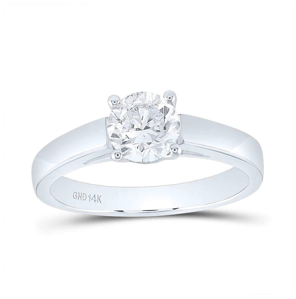 14kt White Gold Womens Round Diamond Solitaire Bridal Wedding Engagement Ring 1.00ctw (certified)