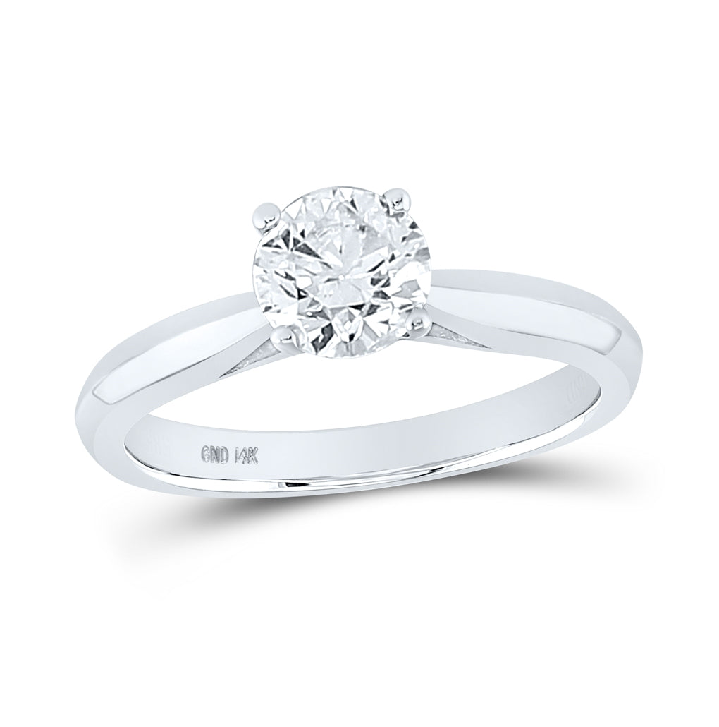 14kt White Gold Women's Round Dia. Solitaire Wedding Engagement Ring 1.00ctw (certified)