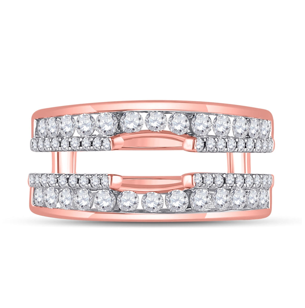 14K Rose Gold Womens Round Diamond Wrap Ring Guard Enhancer 1 Cttw, Womens Size: 5-10