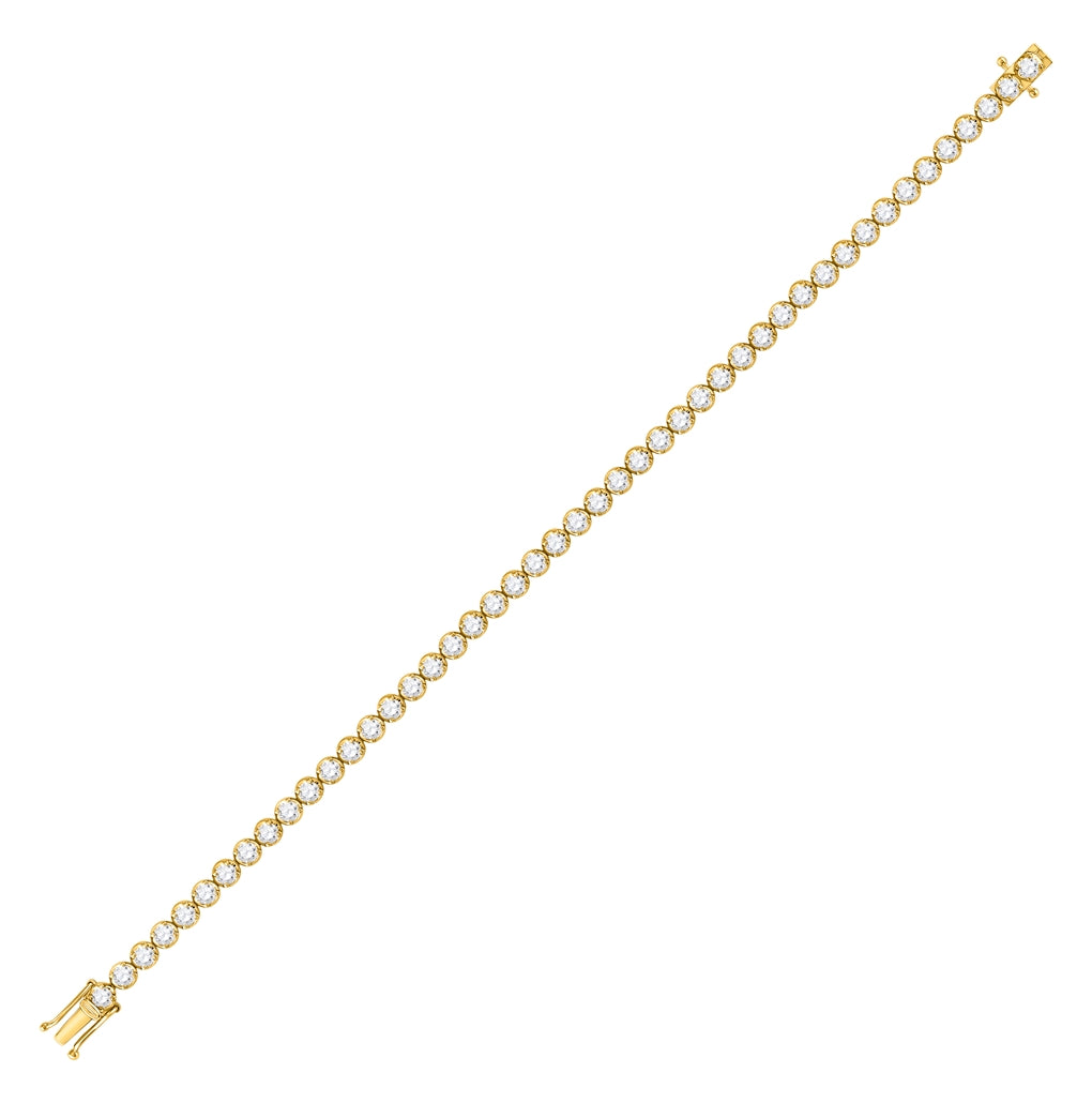 14K Yellow Gold Womens Round Diamond Classic Tennis Bracelet 4 Cttw