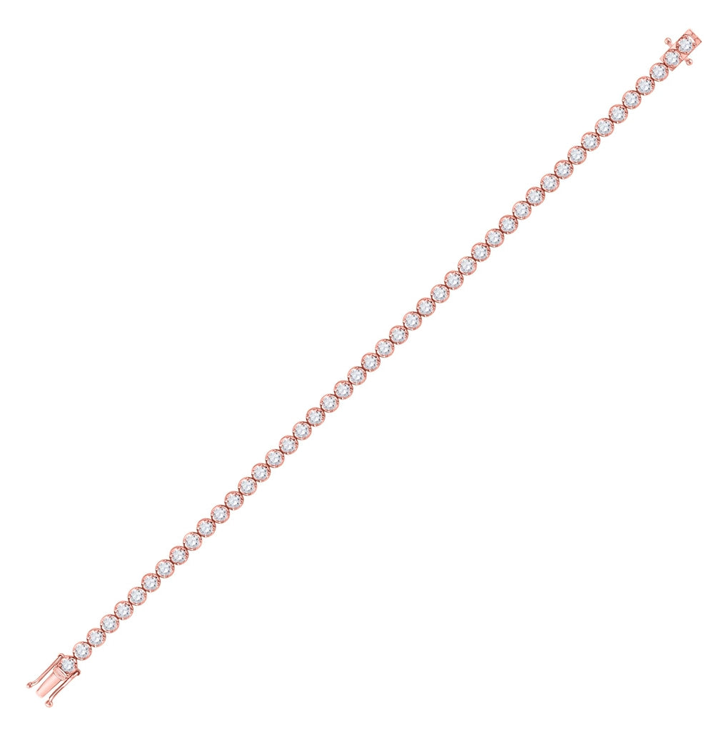 14K Rose Gold Womens Round Diamond Tennis Bracelet 4 Cttw