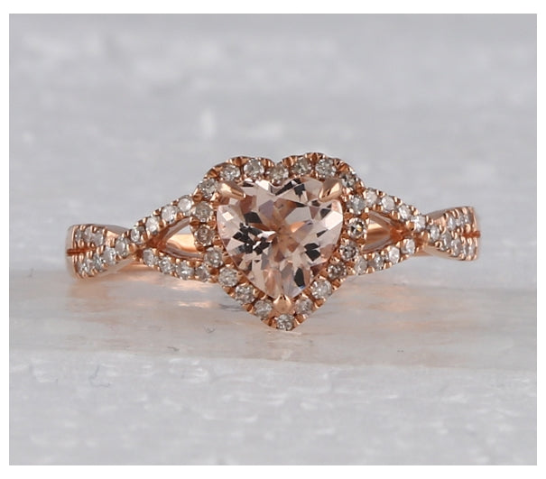 10kt Rose Gold 1/4ctw Diamond 1ct-cmor Heart Ring
