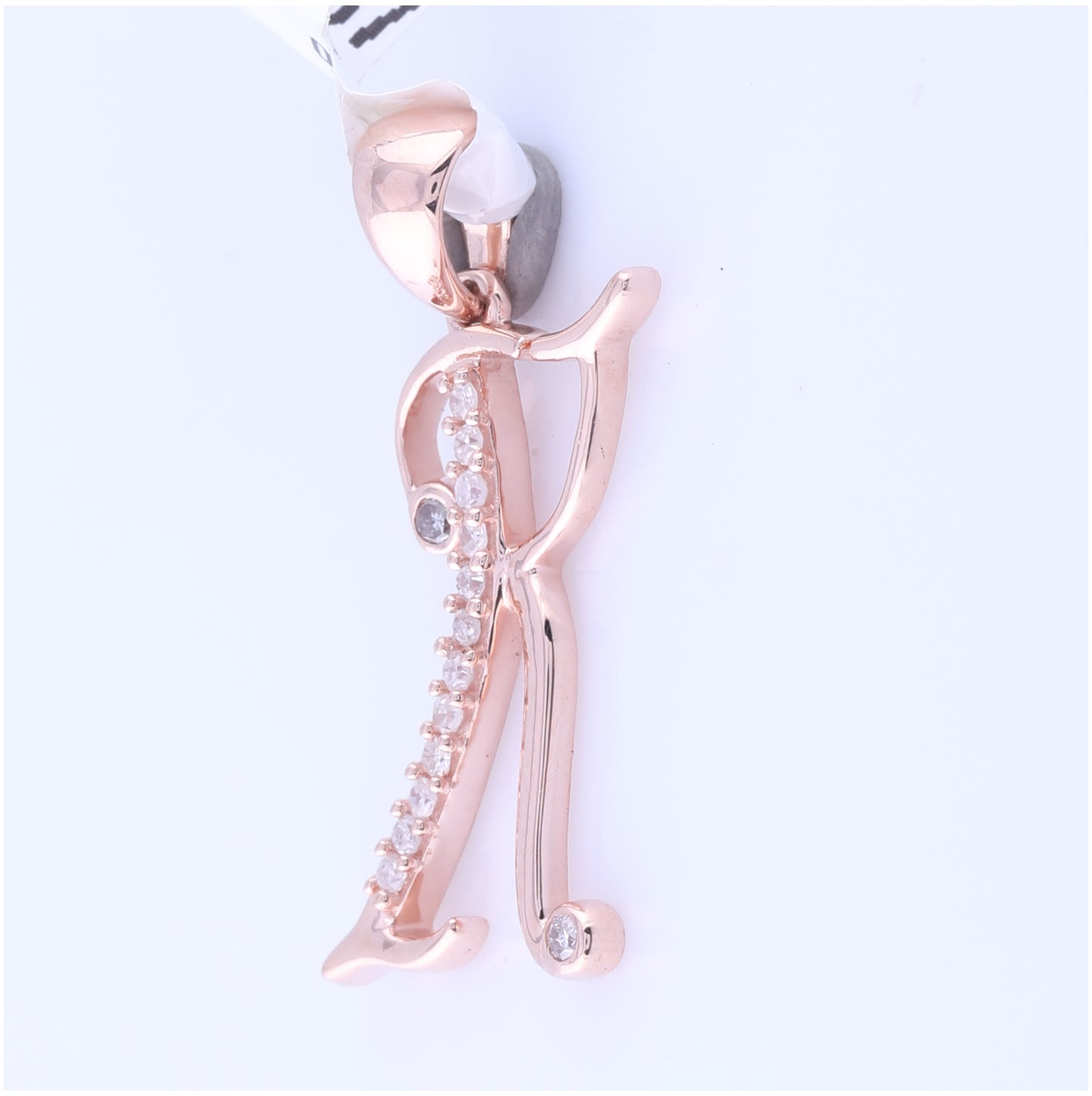 10K Rose Gold Womens Round Diamond Initial Letter Pendant