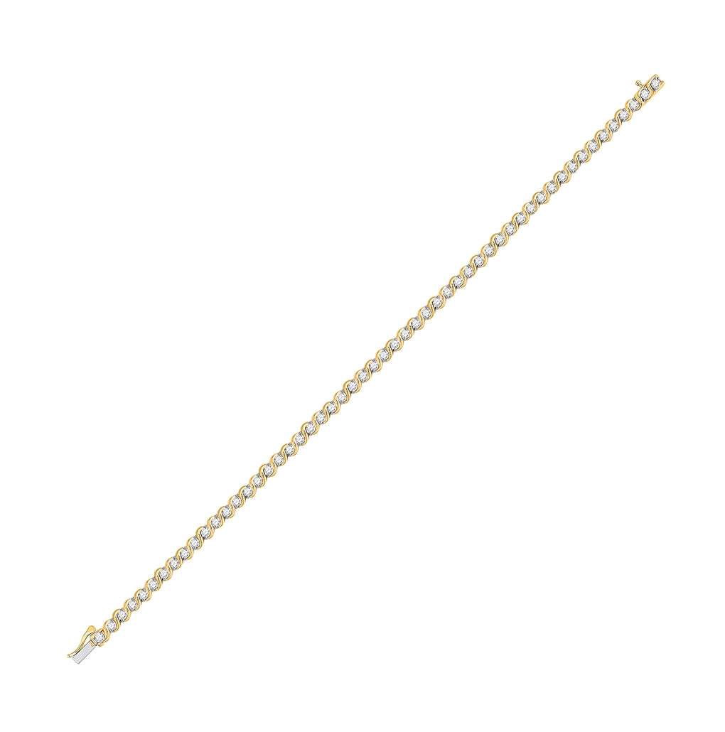 10K Two-tone Gold Womens Round Diamond Tennis Bracelet 2 Cttw
