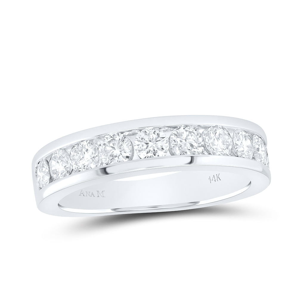 14kt White Gold Womens Round Diamond Wedding Single Row Band 1-3/4 Cttw