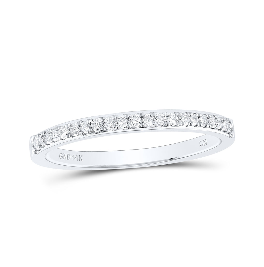 14K White Gold Womens Round Diamond Wedding Single Row Band 1/6ctw, Women's Size: 5-10