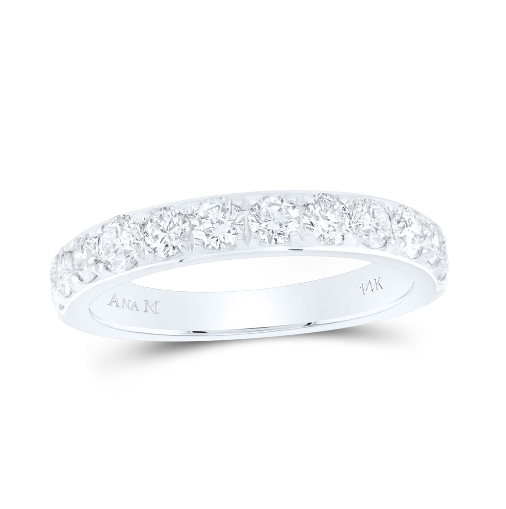 14K White Gold Womens Round Diamond Wedding Single Row Band 1 Cttw, Womens Size: 5-10