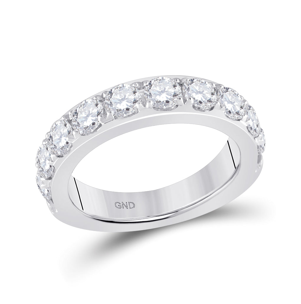 14K White Gold Womens Round Diamond Single Row Band Ring 2 Cttw, Womens Size: 5-10