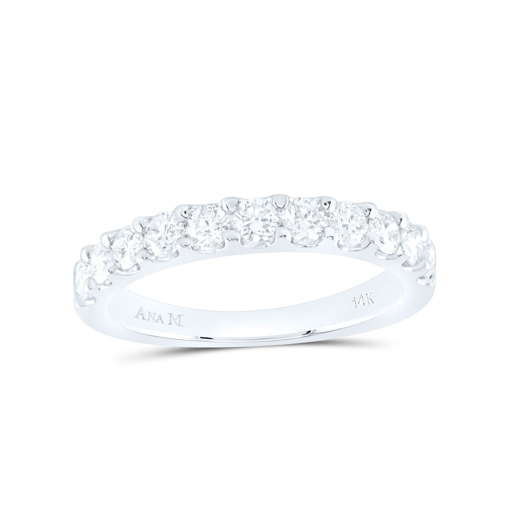 14K White Gold Womens Round Diamond Wedding Single Row Band 3/4ctw, Womens Size: 5-10