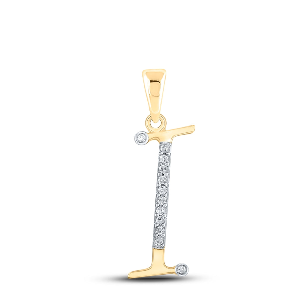10K Yellow Gold Womens Round Diamond Initial Letter Pendant