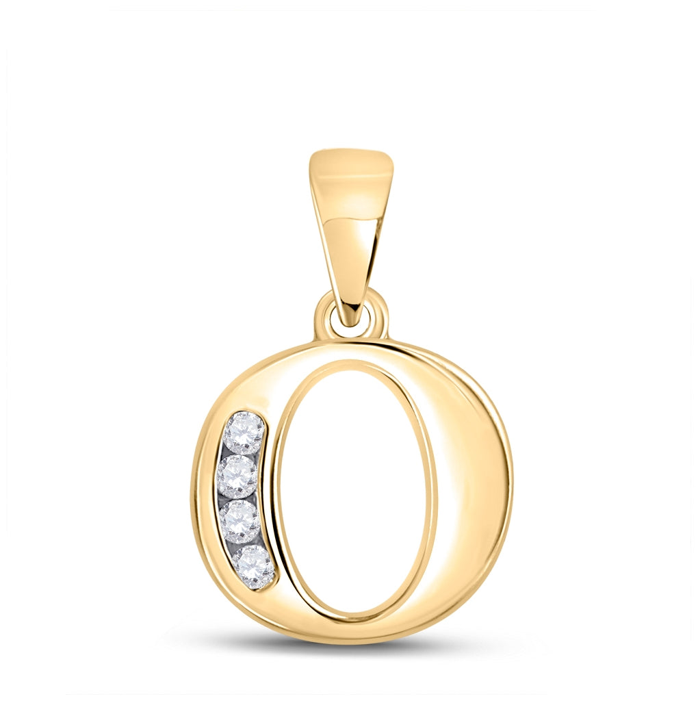 10K Yellow Gold Womens Round Diamond Initial Letter Pendant