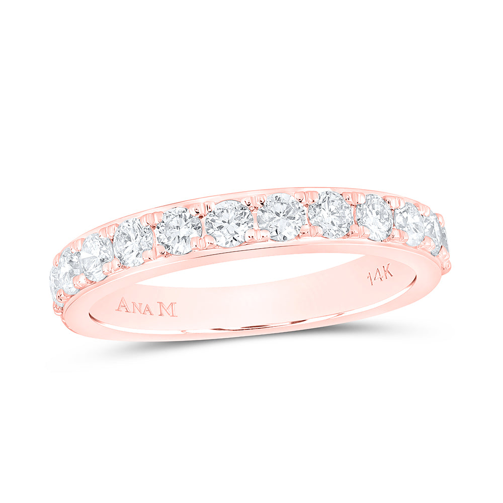 14K Rose Gold Womens Round Diamond Wedding Single Row Band 3/4 Cttw, Womens Size: 5-10