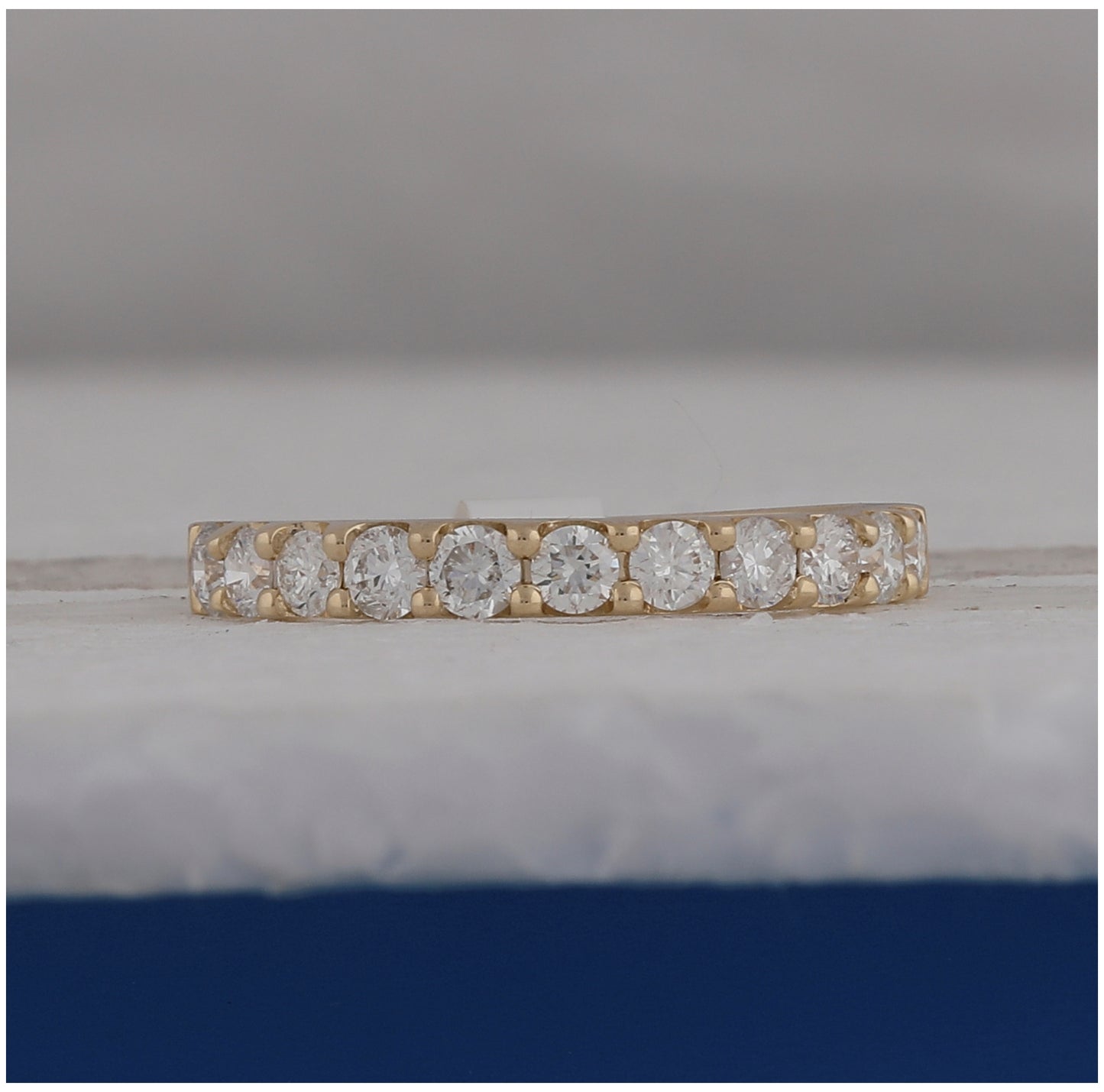 14kt Yellow Gold Womens Round Diamond Wedding Single Row Band 3/4 Cttw