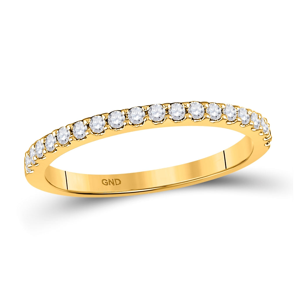 14K Yellow Gold Womens Round Diamond Wedding Single Row Band 1/4ctw, Womens Size: 5-10