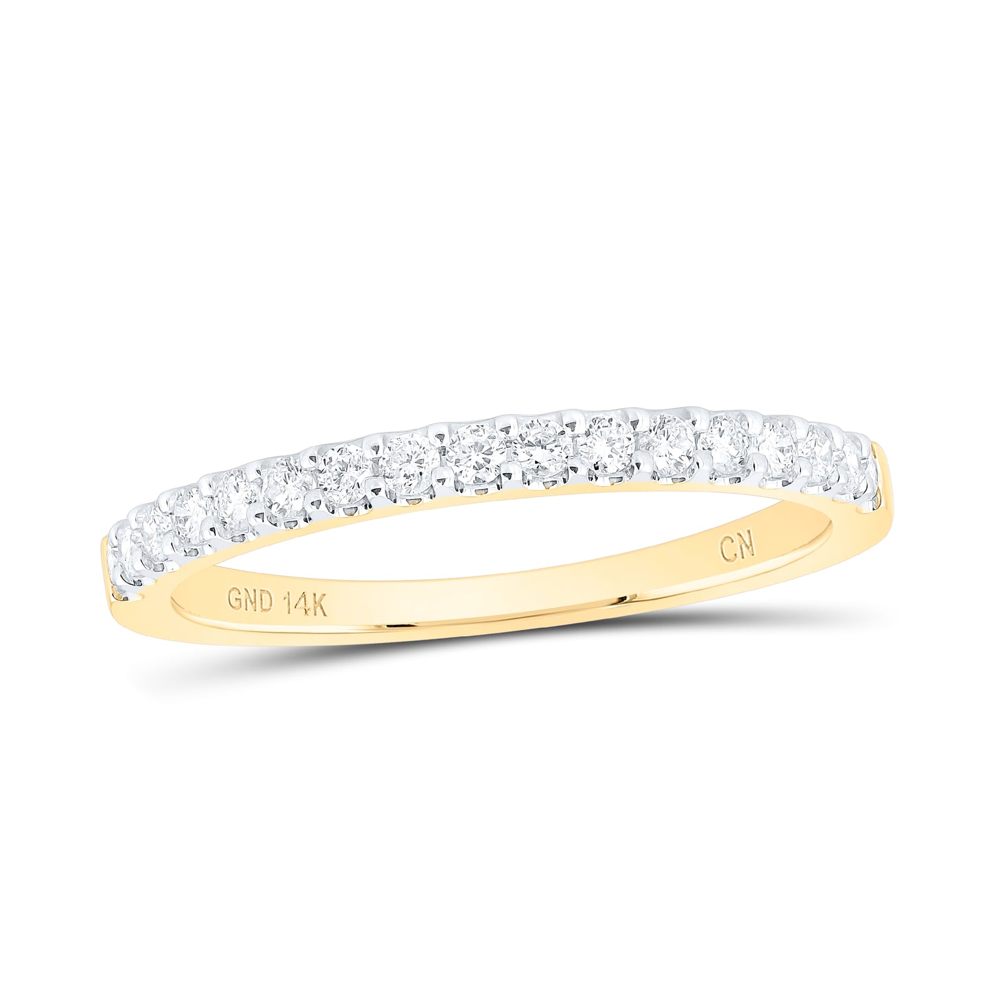 14K Yellow Gold Womens Round Diamond Wedding Single Row Band 1/3ctw, Womens Size: 5-10