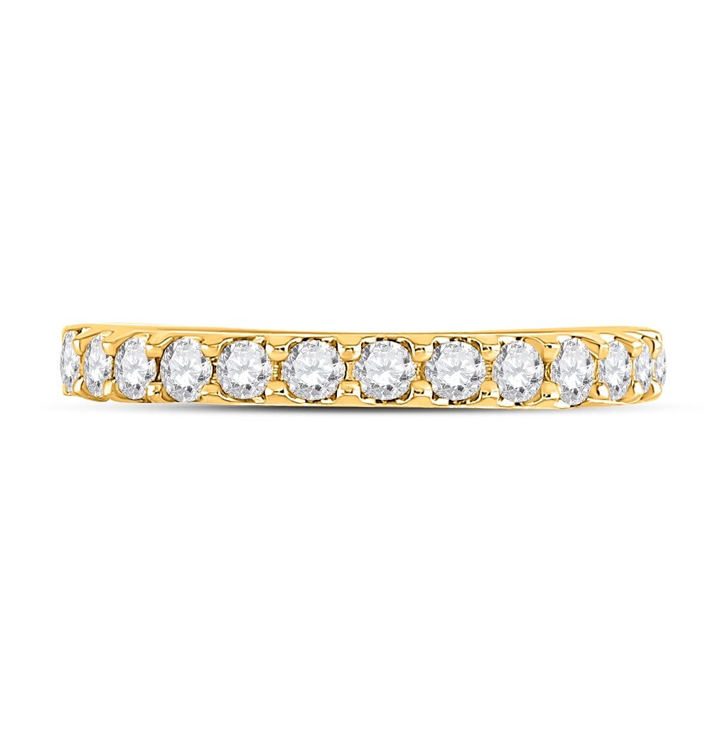 14kt Yellow Gold Womens Round Diamond Wedding Single Row Band 1/2ctw