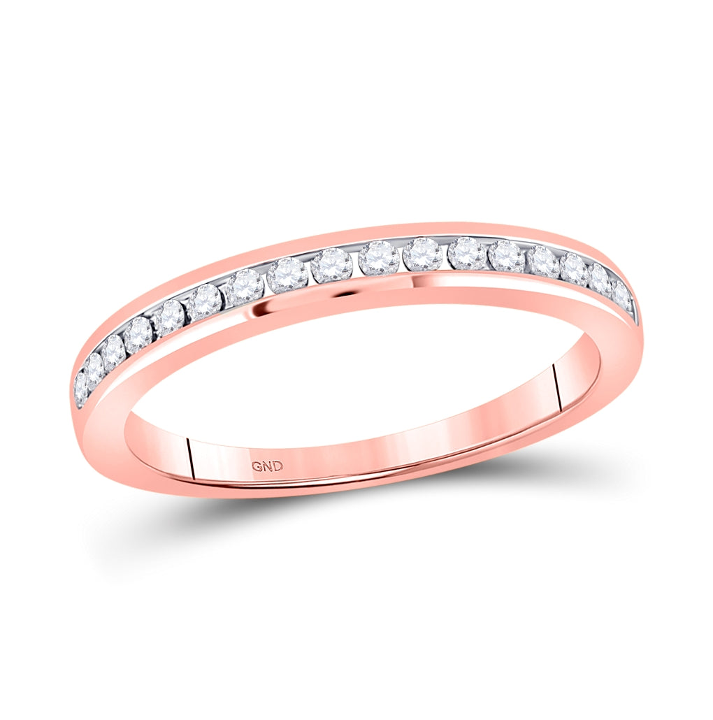 14K Rose Or Yellow Gold Womens Round Diamond Wedding Single Row Band , Womens Size: 5-10