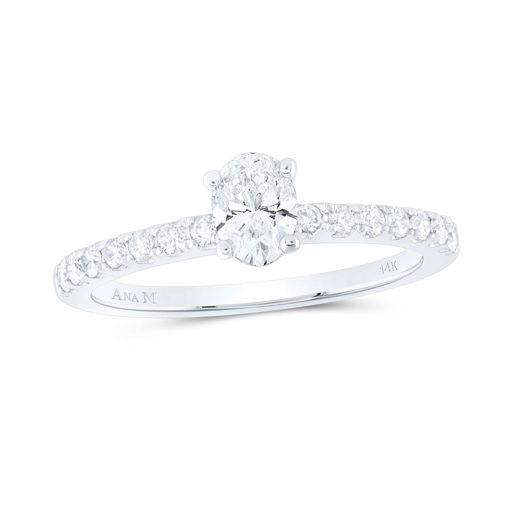 14K White Gold Oval Diamond Solitaire Bridal Wedding Engagement Ring 3/4 Cttw, Womens Size: 5-10