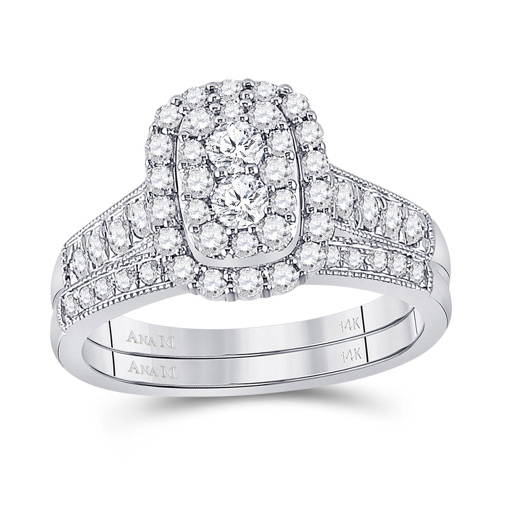 10kt White Gold Womens Round Diamond Bridal Wedding Engagement Ring Band Set 1.00 Cttw (certified)