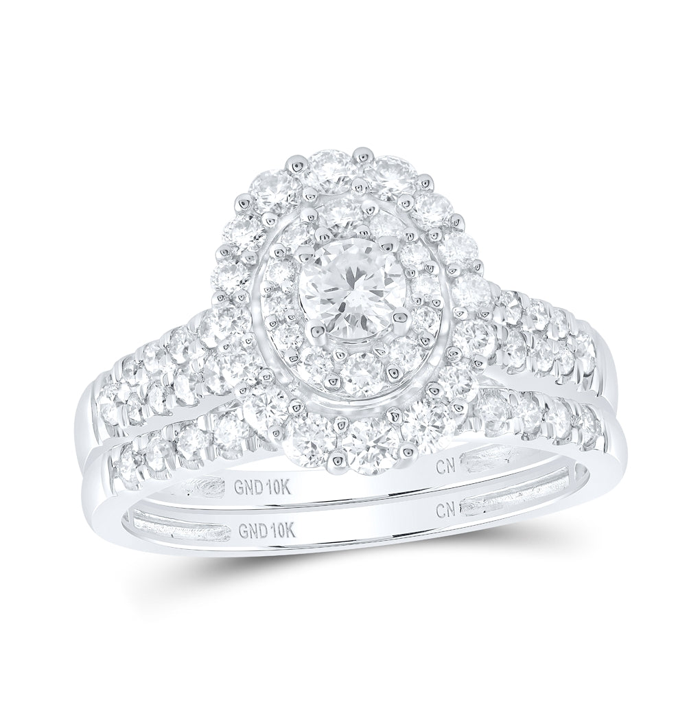 10K White Gold Dia Bridal Wedding Band Set 1 ctw, Women's Sz: 5-10