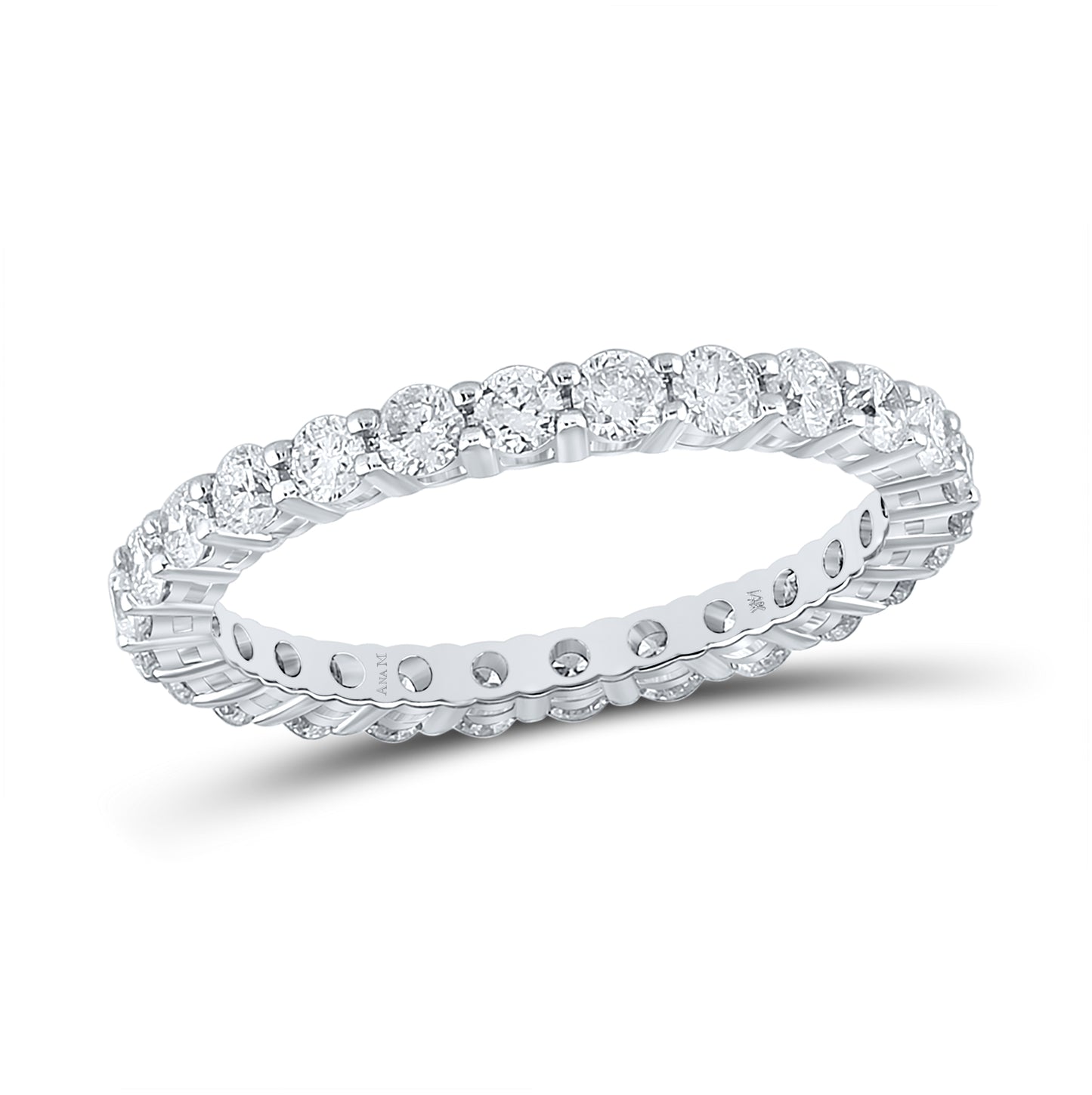 14K White Gold Womens Round Diamond Eternity Wedding Band 1-1/2 Cttw, Womens Size: 5-10